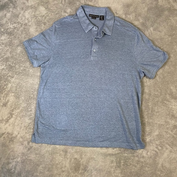 Christian Lacroix 100% Linen Men’s Short Sleeve Button Up Size XL Blue - Picture 1 of 6